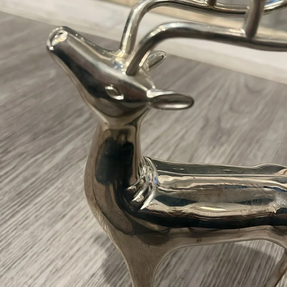 Vintage Williams Sonoma silver reindeer candle holder